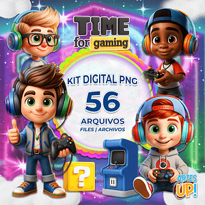 Kit Digital PNG Menino Gamer 3D Clipart