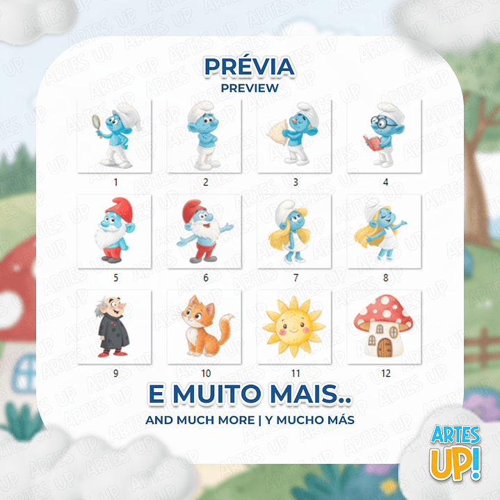 Kit Digital PNG Os Smurfs aquarela Clipart  2