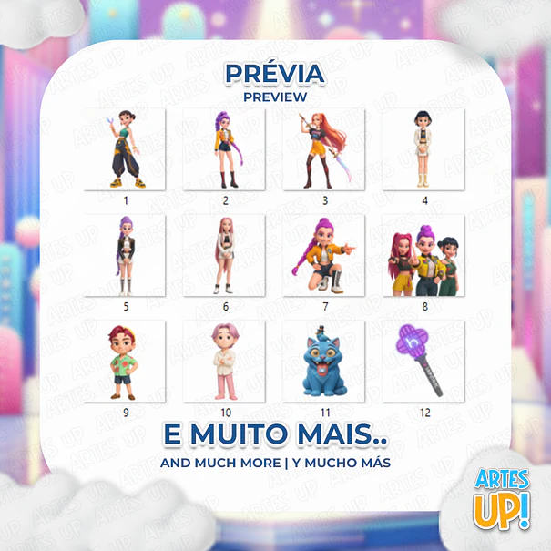 Kit Digital PNG Huntrix Guerreiras do K-POP 3D Clipart  2
