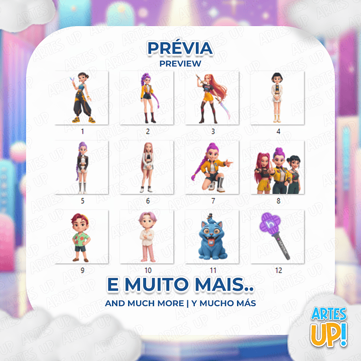 Kit Digital PNG Huntrix Guerreiras do K-POP 3D Clipart  2