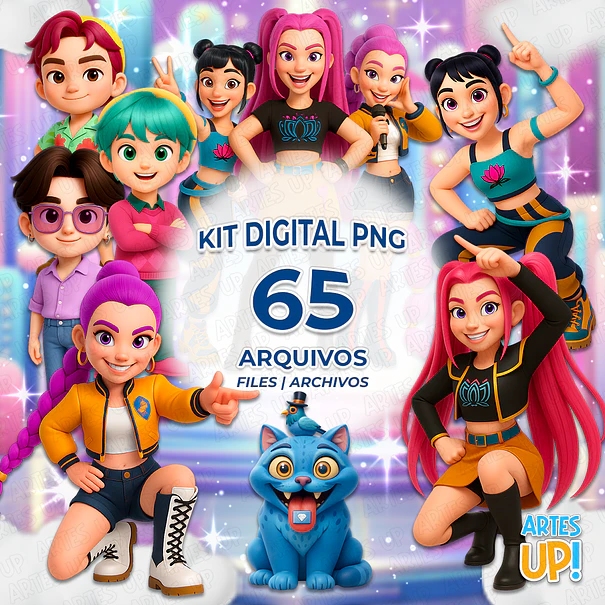 Kit Digital PNG Huntrix Guerreiras do K-POP 3D Clipart  1
