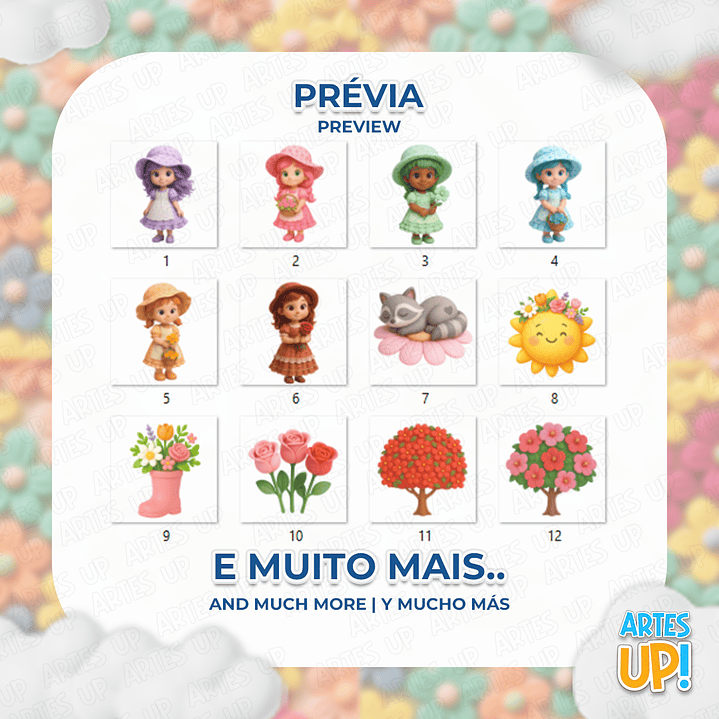 Kit Digital PNG Menina Primavera Floral Clipart  2