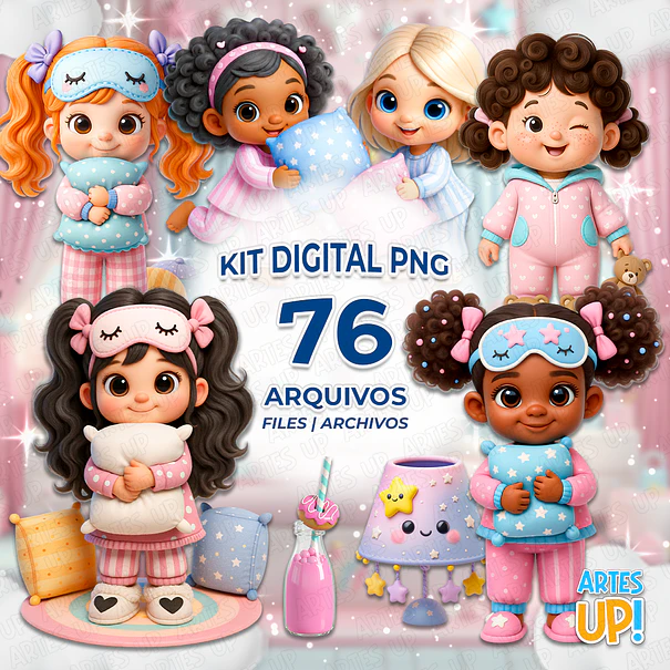 Kit Digital PNG Festa do Pijama 3D Clipart  1