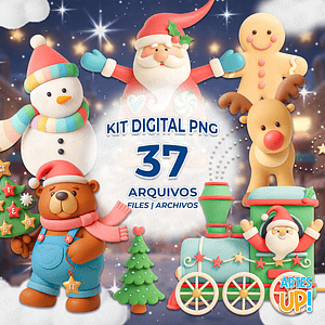 Kit digital PNG Clipart navideño retro