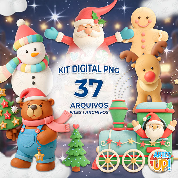 Kit digital PNG Clipart navideño retro 1