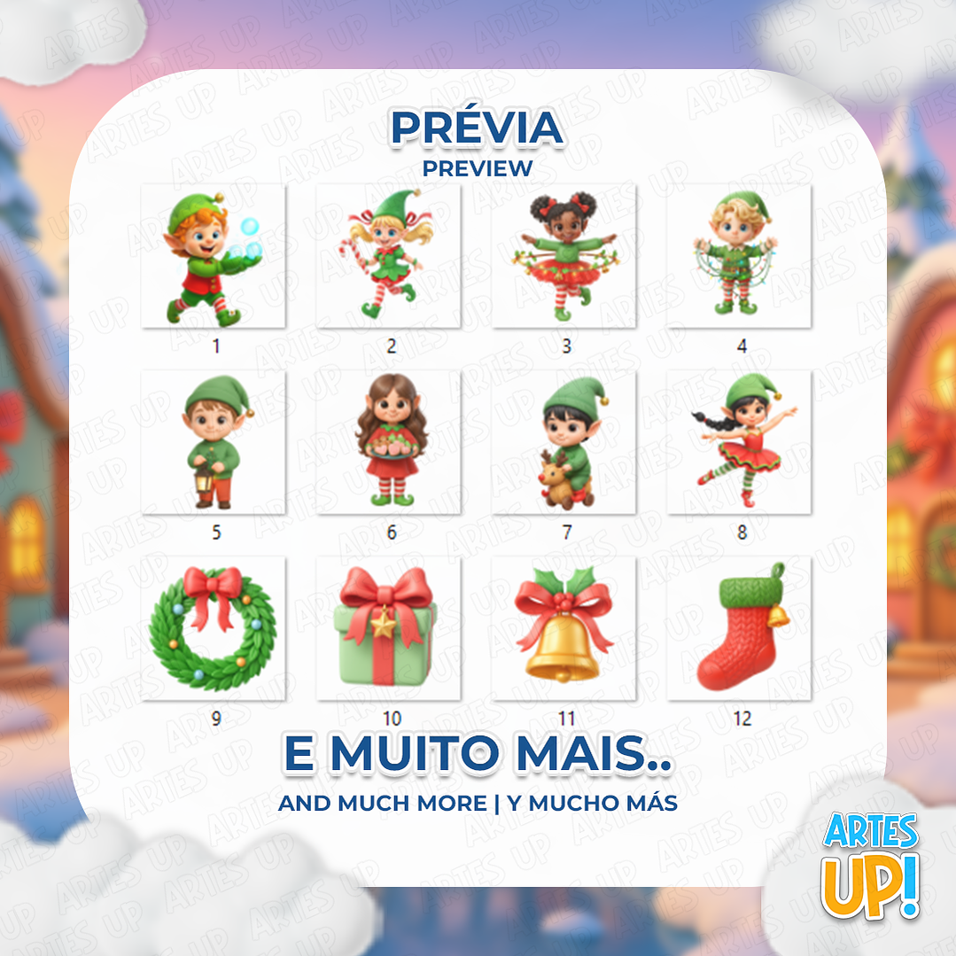 Kit Digital PNG Elfo Natal Clipart  2