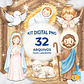 Kit Digital PNG Natal Cristão Menino Jesus aquarela Clipart  - Thumbnail 1