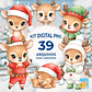 Kit Digital PNG Rena Natal Cute aquarela Clipart  - Thumbnail 1