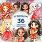 Kit Digital PNG Princesas Disney Natal aquarela Clipart  - Thumbnail 1