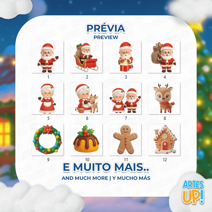 Kit Digital PNG Papai Noel e Mamãe Noel Natal Cute Clipart  2