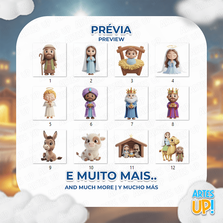 Kit Digital PNG Natal Cristão Menino Jesus 3D Clipart  2