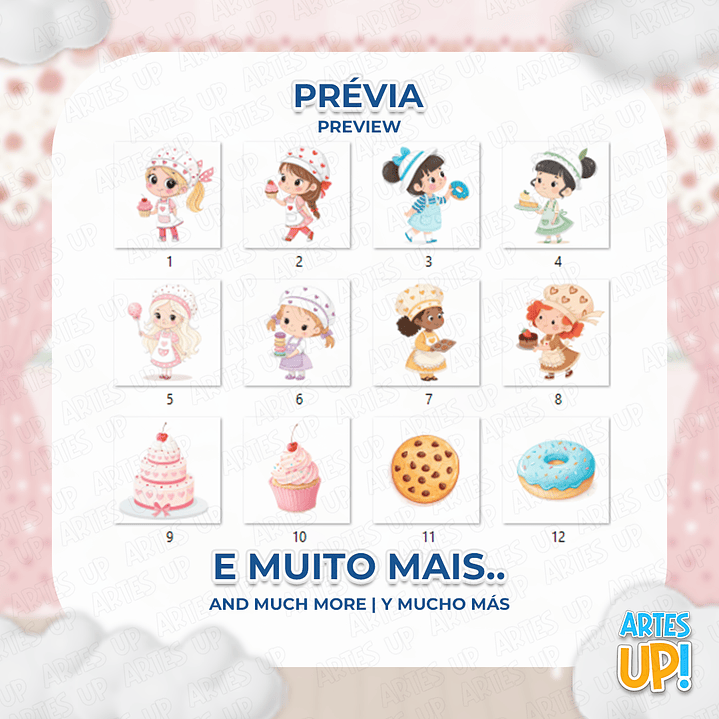 Digital PNG Kit of a Cute Watercolor Girl Pastry Chef Clipart 2