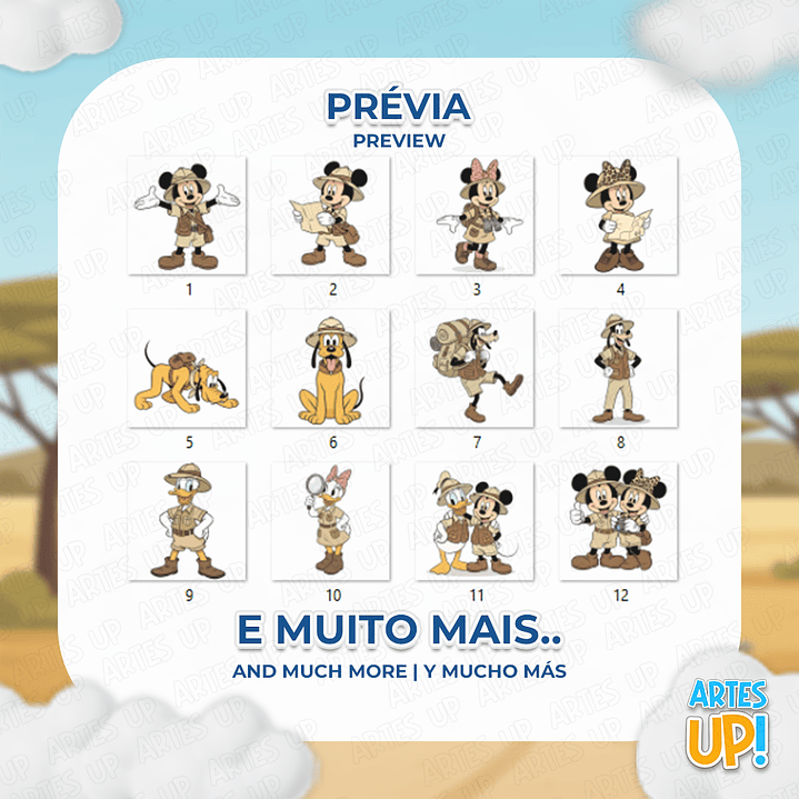 Kit digital PNG Disney Mickey Safari Clipart 2