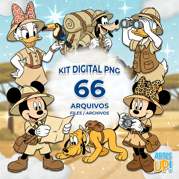 Kit digital PNG Disney Mickey Safari Clipart 1