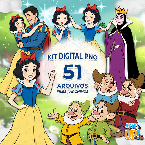 Kit Digital PNG Branca de Neve Clipart  1