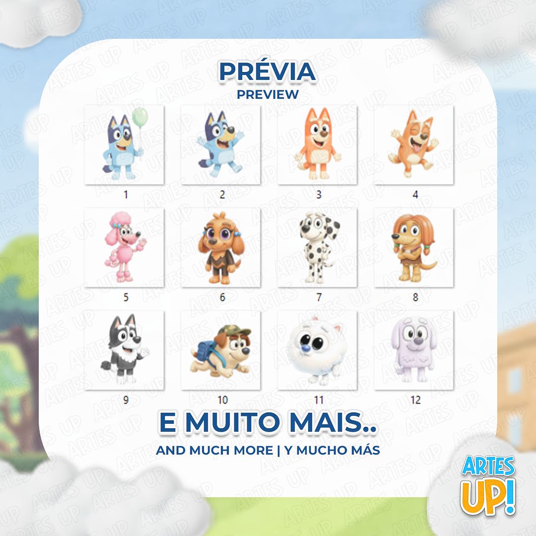 Kit Digital PNG Bluey aquarela Clipart  2