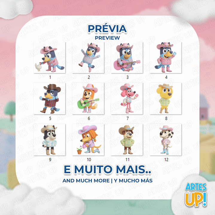 Kit PNG digital Granja azul y rosa Clipart 3D 2