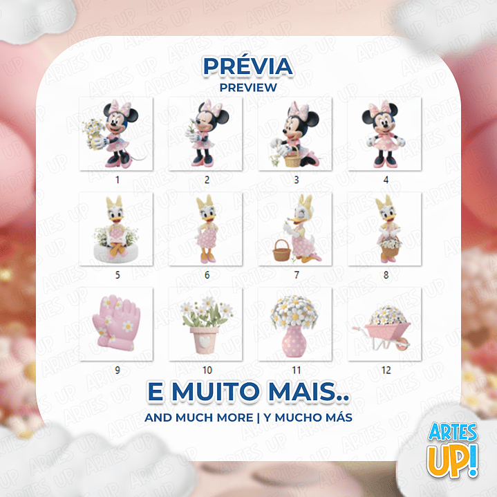 Kit digital PNG de Disney Minnie Daisy Garden 2
