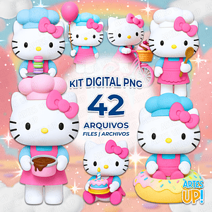Kit Digital PNG Hello Kitty Mundo Doce Clipart 