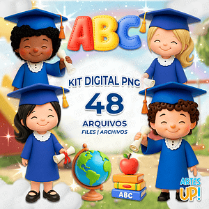 Kit digital PNG Graduación ABC Lindo Clipart 3D
