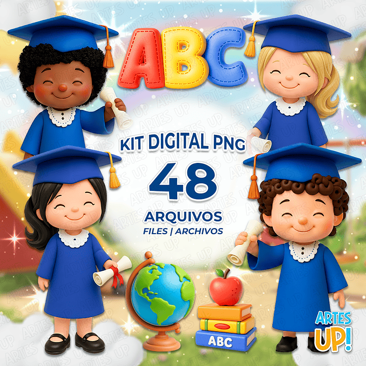 Digital Kit PNG Graduation ABC Cute 3D Clipart  1