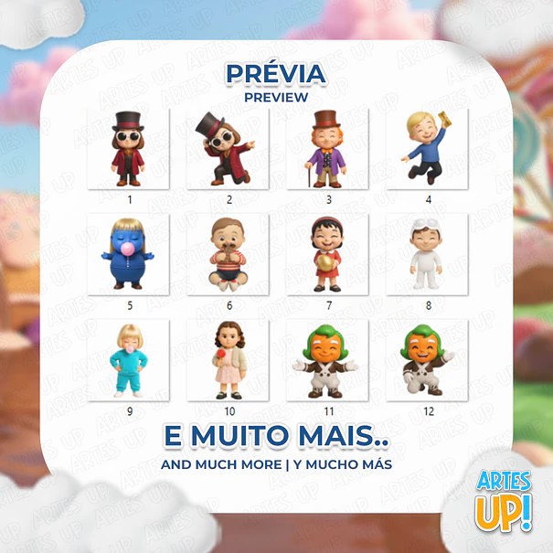 Kit Digital PNG A Fantástica Fábrica de Chocolate Cute 3D Clipart  2
