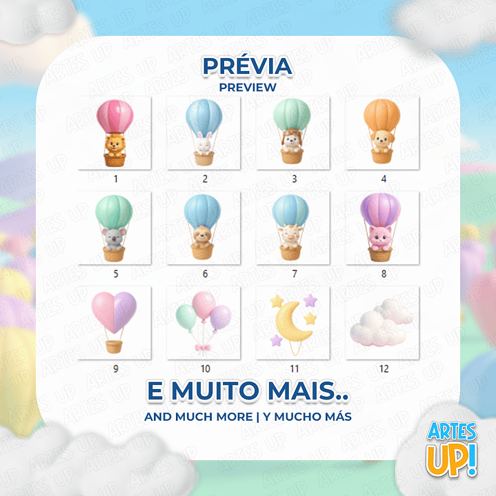 Kit PNG digital Animales Mascota Globo Lindo Clipart 3D 2