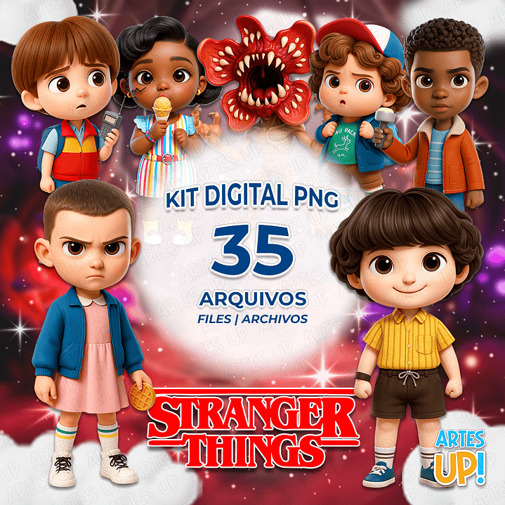 Kit digital PNG Stranger Things Lindo Clipart 3D 1