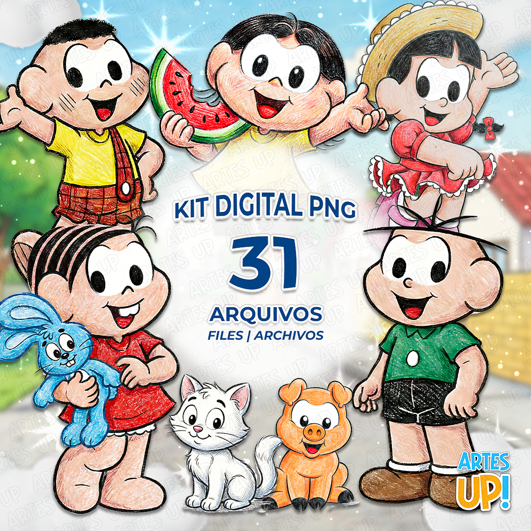 Kit PNG digital Clipart de acuarela de la pandilla de Mónica 1