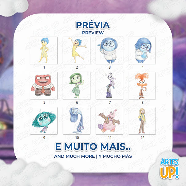 Kit Digital PNG Divertida Mente aquarela Clipart  2