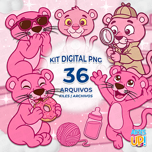 Kit digital PNG de imágenes prediseñadas de la Pantera Rosa bebé
