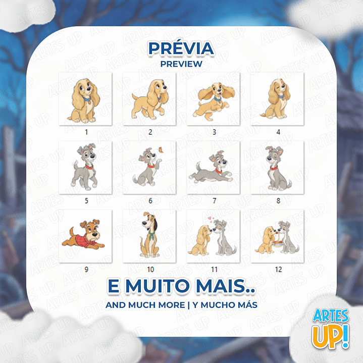 Kit digital de imágenes prediseñadas PNG de La Dama y el Vagabundo 2