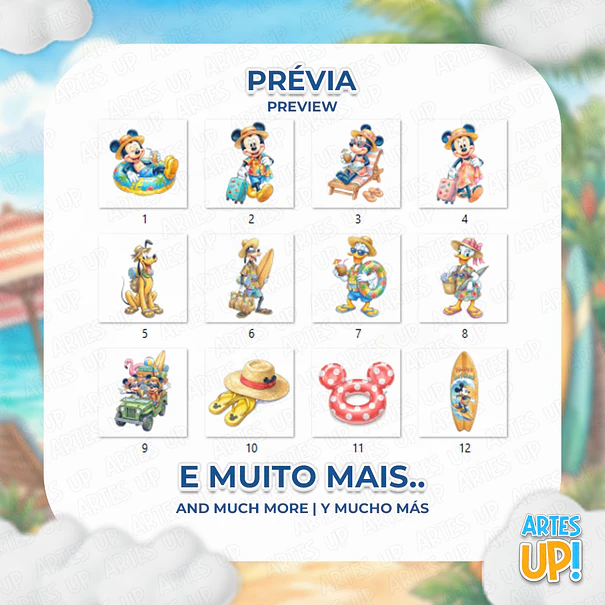 Kit Digital PNG Disney Férias Clipart  2