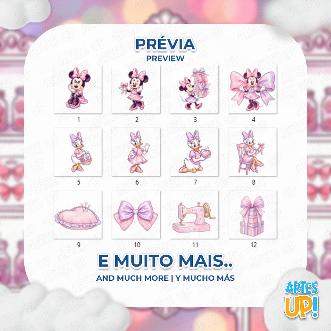 Kit digital PNG de acuarela de la tienda de cintas de Minnie Mouse 2