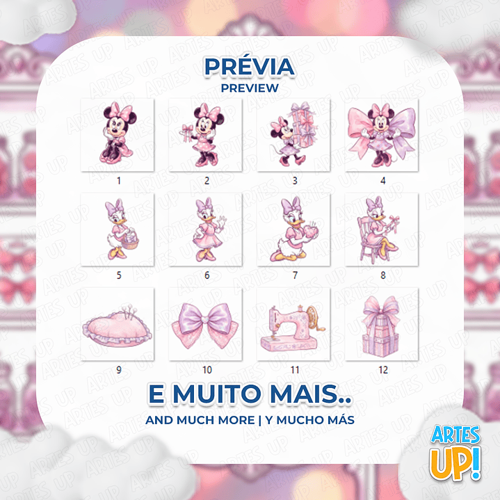 Kit digital PNG de acuarela de la tienda de cintas de Minnie Mouse 2