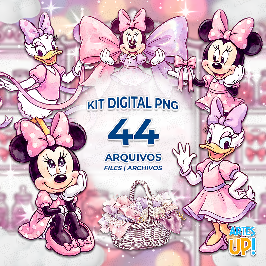 Kit digital PNG de acuarela de la tienda de cintas de Minnie Mouse 1