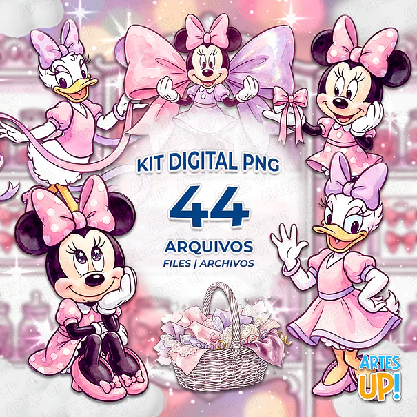 Minnie Mouse Ribbon Shop Watercolor PNG Digital Kit 1