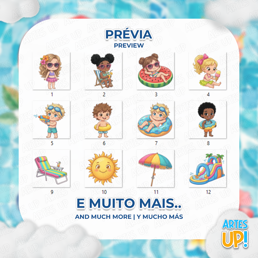 Kit digital PNG Fiesta en la piscina Clipart para niños 2