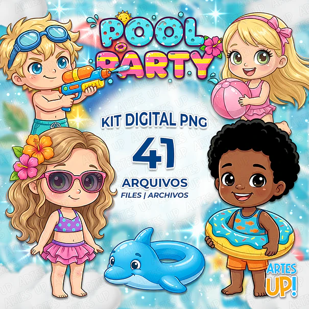 Digital Kit PNG Pool Party Kids Clipart  1