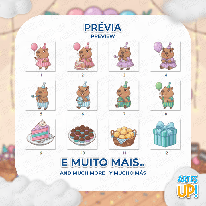 Carpincho Feliz Cumpleaños PNG Kit Digital Clipart 2