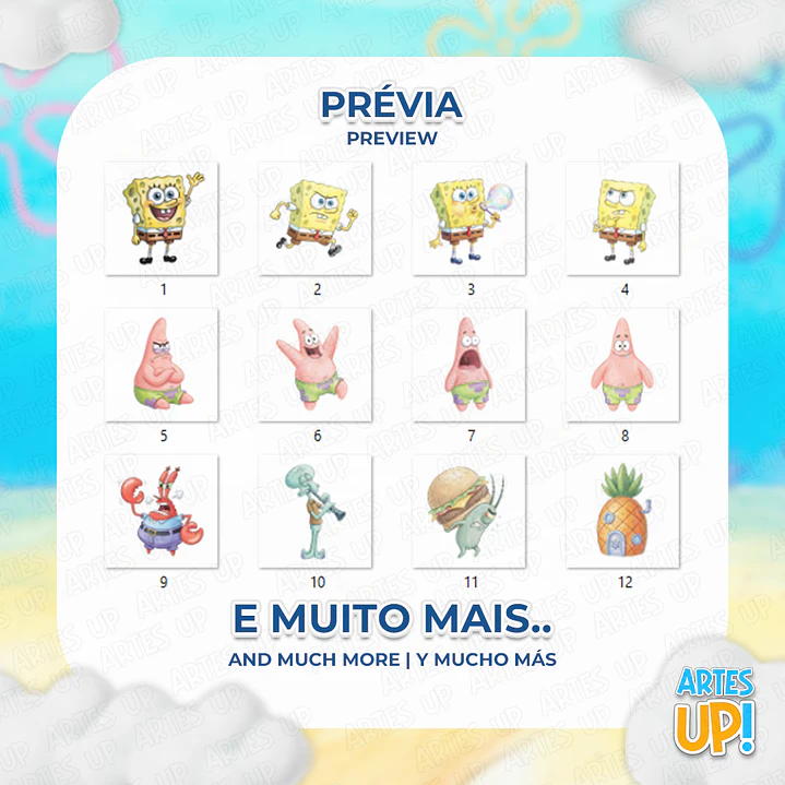 Kit Digital PNG Bob Esponja aquarela Clipart  2