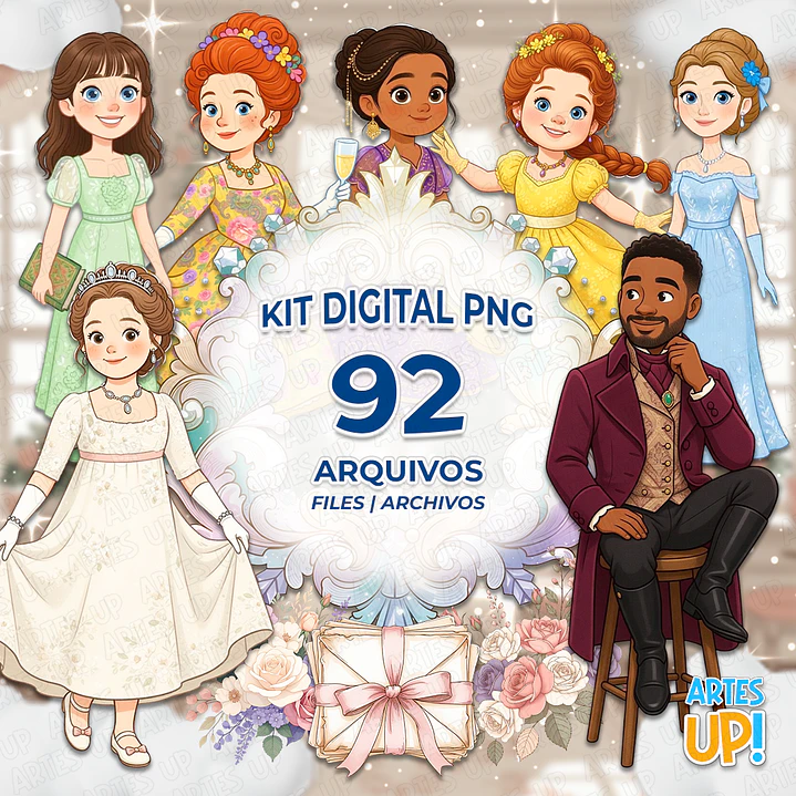 Kit Digital PNG Bridgerton aquarela Clipart  1