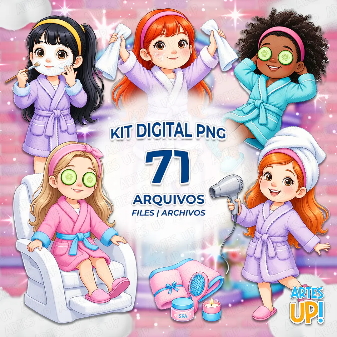 Kit Digital PNG Menina Dia de Spa Clipart  1