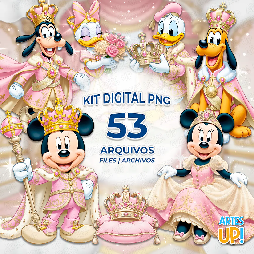 Kit Digital PNG Disney Realeza Rosa Clipart  1