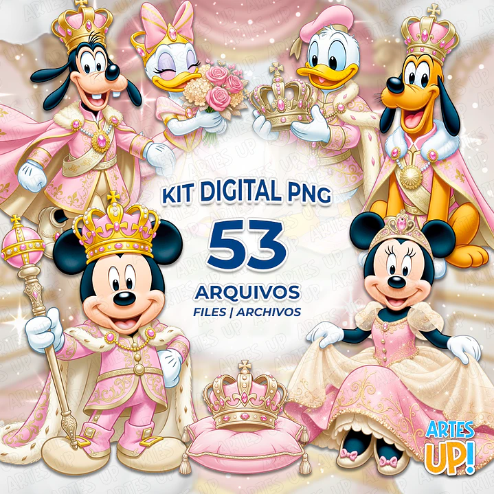 Kit Digital PNG Disney Realeza Rosa Clipart  1