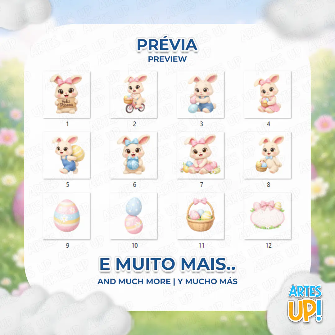 Kit Digital PNG Páscoa Coelho Fofo Clipart  2