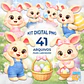 Kit Digital PNG Páscoa Coelho Fofo Clipart  - thumbnail 1