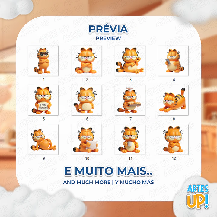 Kit Digital PNG Garfield 3D Clipart  2