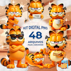 Kit Digital PNG Garfield 3D Clipart 