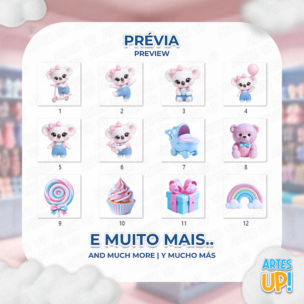 Lilica Ripilica Lindo 3D Clipart PNG Kit Digital 2